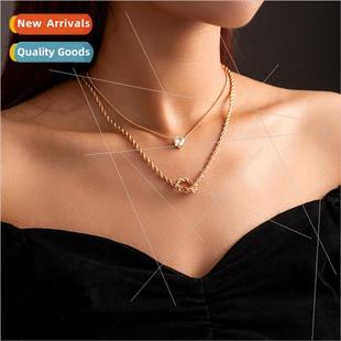 layered numerous wear necklace zirconia Europe simple small