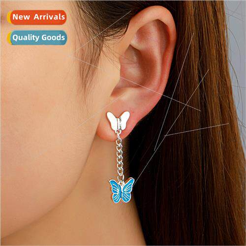 Korean niche earrings new colorful oil drop butterfly earrin