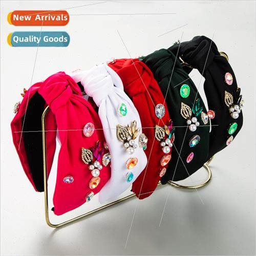 Hair bands new retro top knot hair bands pearl inlaid diamon