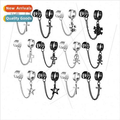 Tanium Steel Stainless Steel Cross Skull Geometric Fashion C