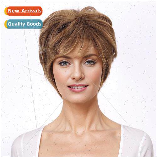 Europe wigs Gradient color ladies short hair rose net wig hi