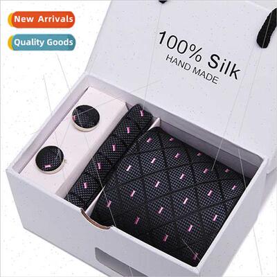 Box Men Ties Set 5 Formal Business 7.5cm Striped Blue Black