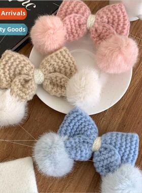 Sweet lovely wool bow hair clips fall winter atmosphere feel