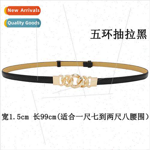 Black belt female dress summer accessories five rings pull-o