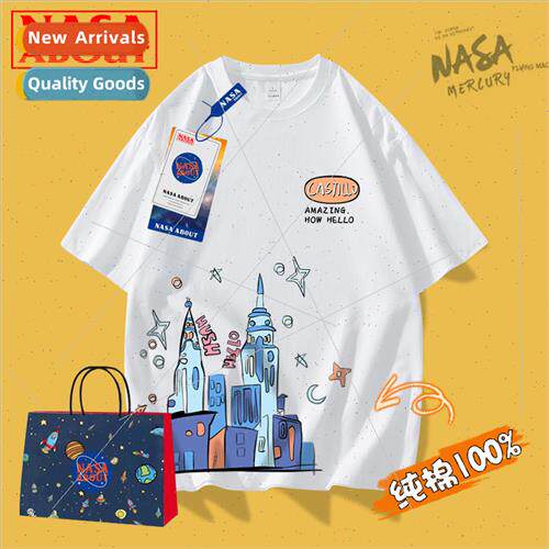 tide couples clothing clothes t-shirt cartoon castle printin