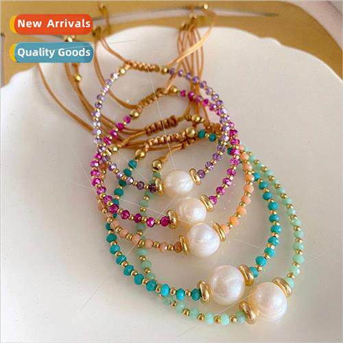 Large Pearls Gold Beads Beaded Bracelet Bohemian Beach Style