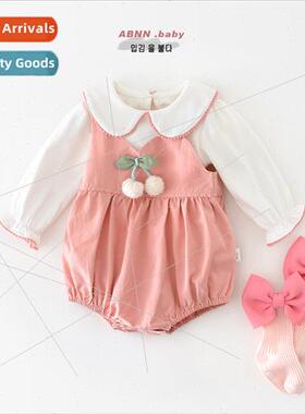 Infant spring jumpsuit baby girl baby sweet cherry sleeveles