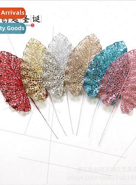 Christmas gold dust net leaves plastic flowers simulation go