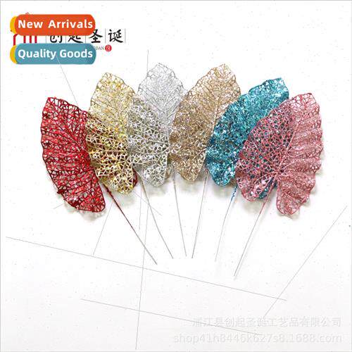Christmas gold dust net leaves plastic flowers simulation go