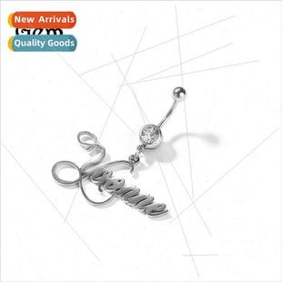 Alphabet Belly mple Hop Fashi Steel DIY Stainless Hip Button