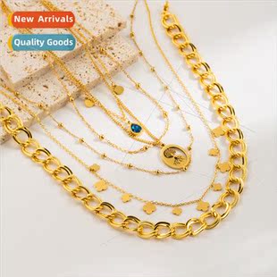 tanium steel necklace Europe niche new women double fashion