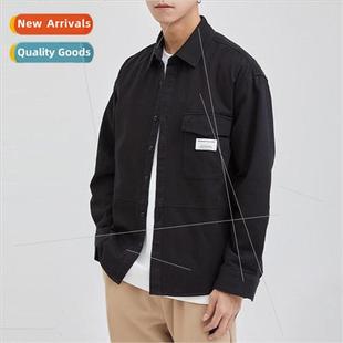 2024 spring new high-end cotton work shirt men loose casual