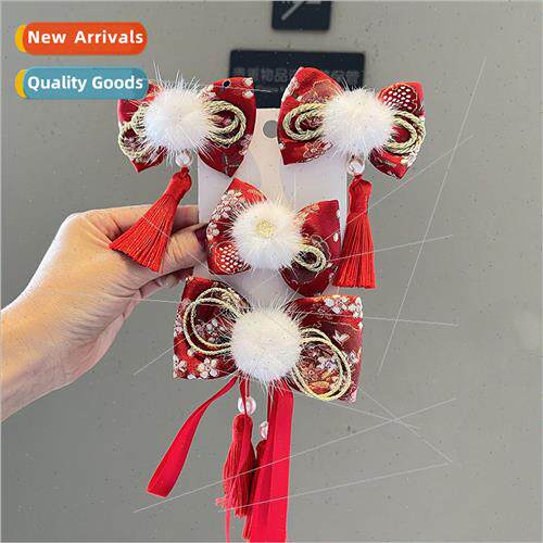 Girls headdress children festive tassel bow hair clips baby