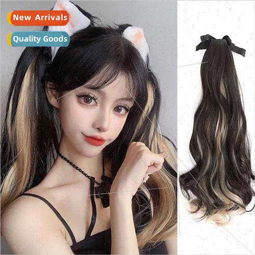 wigs 适用women teased long curly hair high ponytail lolita g
