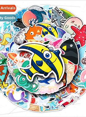 50 pcs of marine cartoon creatures graffi stickers luggage n