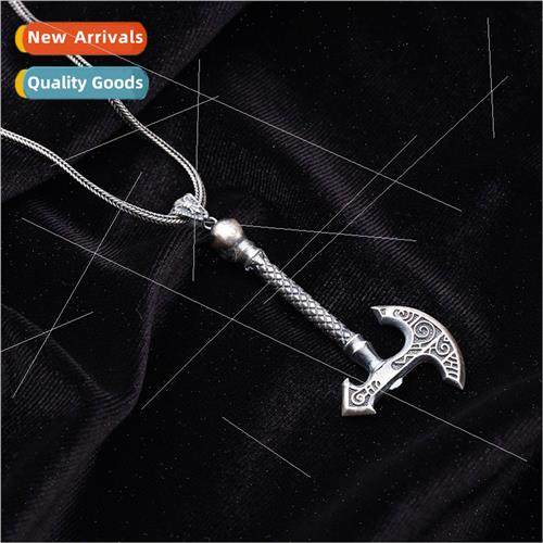 viking warrior axe pendant men hip hop tanium steel necklace
