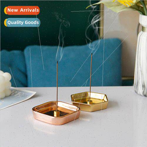 mple modern ceramic incense stick six side gold incense hold