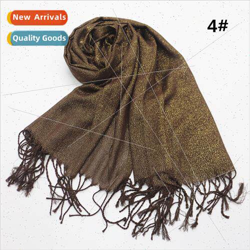 Human Cotton Shiny lk Golden lk Rub Whiskers Tassel Scarf Wo
