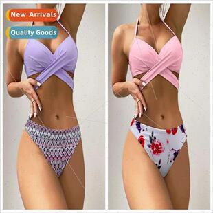 Waist Swimsu Printed Tie Flat High Spl Womens Europe 2023