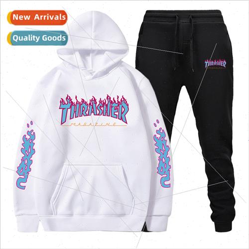 2021 New Hooded Pullover Trend Casual Sports Blue THRASHER F