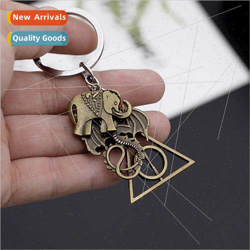 jewelry retro elephant triangle keychain fashion car scroll