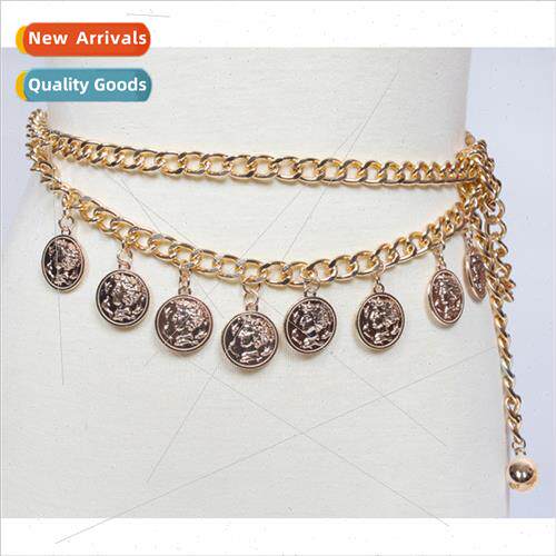 Gold coin m tassel gold chain versatile fashion ladies thin