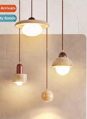 Yellow travertine Japanese wabi-sabi bedroom bedside chandel