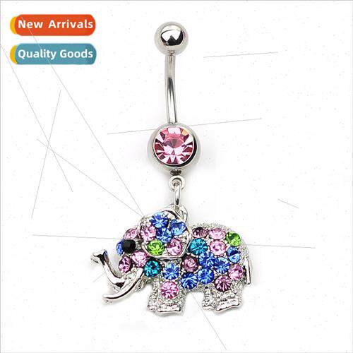 Body Piercing Jewelry Elephant Diamond Encrusted Belly Butto