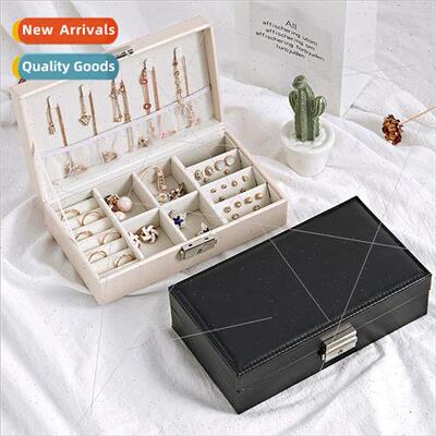 mple Korean leather jewelry organizer compact ring earrings