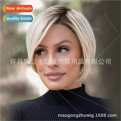 Europe Fashion Ladies Short Dyed o Head Wigs Chemical Fiber