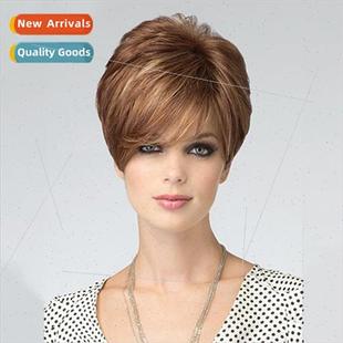 hair pompadour wig African fiber short chemical brown