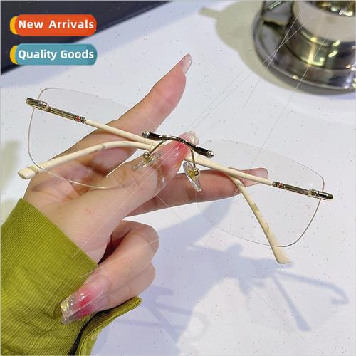 New myopia glasses ultra-light rimless plano glasses Ms. veg