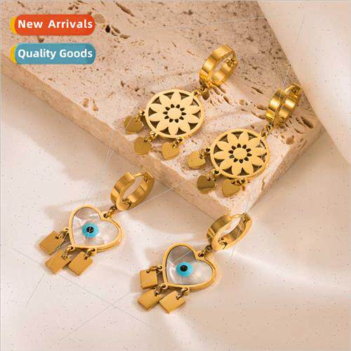 Ins wind fashion titanium steel earrings dreamcatcher tassel