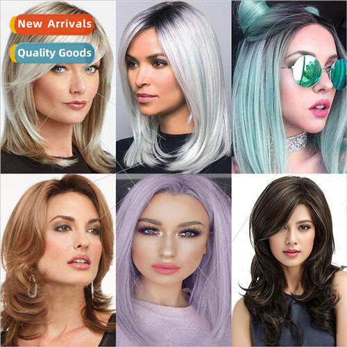 wigs wig full head set ladies pear head gradient color parti