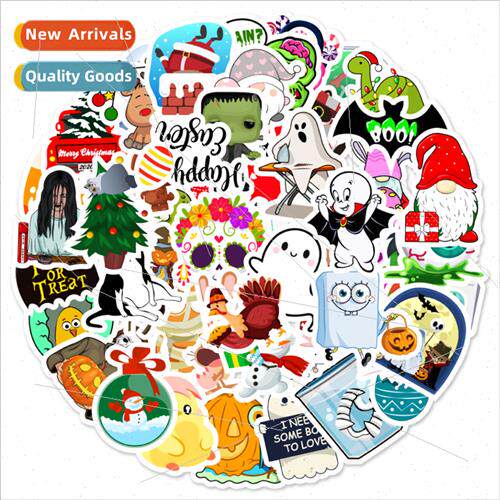 50 cartoon cute holiday stickers laptop skateboard water cup