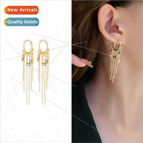 Ins metal cold wind earrings Korea simple star tassel ear bu