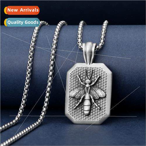 Bee Pendant Punk Hip Hop Necklace Men Fashion Jewelry Access