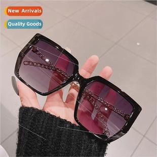 retro chain ins sunglasses Frame female Square 2021 large