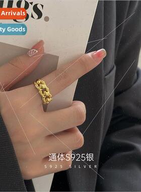 S925 silver simple intertwined ring female niche cold wind h