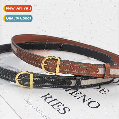Color collision splicing thin belt women decorative versatil