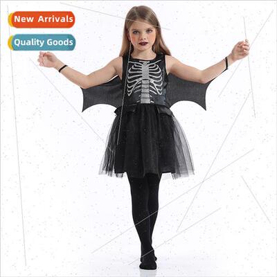 Kids Permance Costume Bones Bat Wch Dress Halloween Skeleton