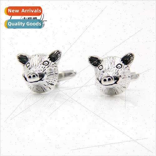 Funny pig head shape men women business French cufflinks cuf