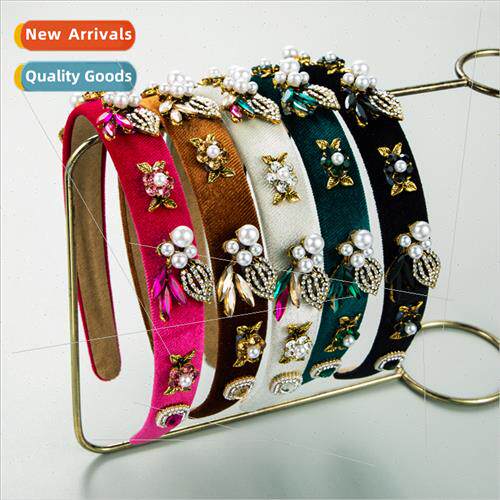 Europe retro Cuban pearl diamond hair bands court flowers el