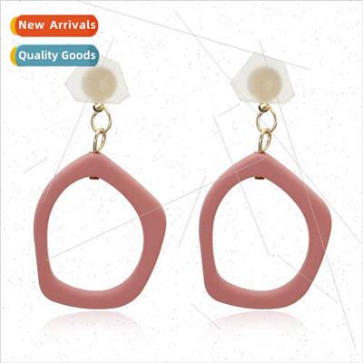 Korea hollow spray paint plate multi-layer earrings simple e