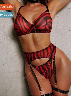 2022 Sexy Thin Leopard Print Bra Set Mesh Printed ngerie Wom