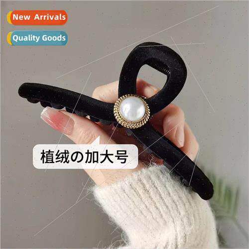 Fashion pearl hairpin female senior black clip headdress bac