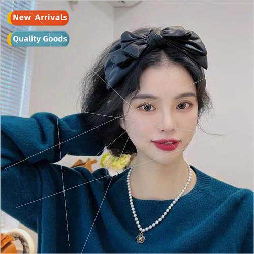 fall PU three-layer bow versatile super -hair card headband