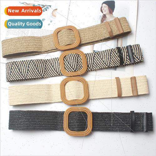 Summer anti-allergy wax rope braided wide belt women retro t
