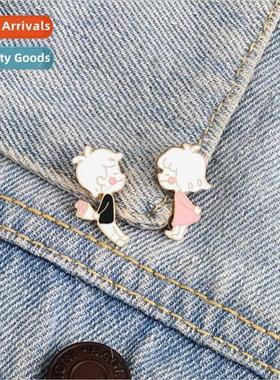 Cartoon nerdy doll modeling brooch Love period shy coy boy g