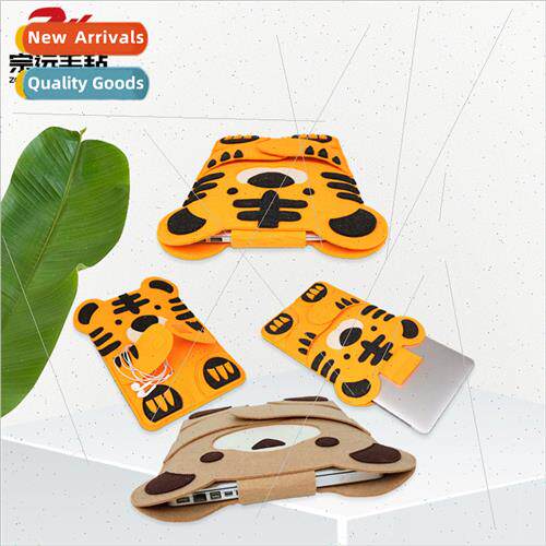 New creative cartoon pattern headset cell phone felt bag log